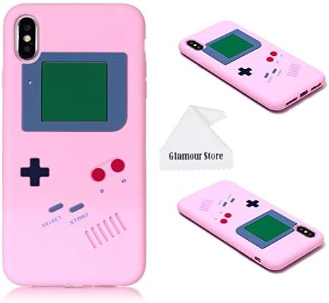 iPhone Xs Max Case,Retro 3D Game Boy Gameboy Design Style Soft Silicone Cover Case for Apple iPhone Xs Max 6.5 inch+ Free Cleaning Cloth As a Gift (Pink)