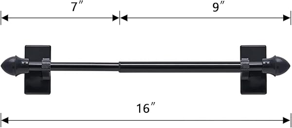 4 PACK MAGNETIC CURTAIN ROD FOR METAL DOORS WINDOWS,9 TO 16 INCH,MULTI-USE ADJUSTABLE APPLIANCE FOR IRON AND STEEL PLACE,1/2 INCH DIAMETER, TOOL FREE,BLACK