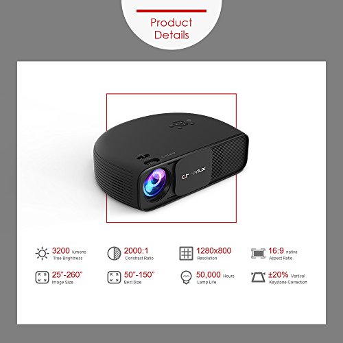 1080P HD LED 3500 Lumens Projector, Build-in Stereo Speakers, Come with 2-in-1 Audio Bluetooth Transmitter/Receiver and Dual-core HDMI Mirarcast DLNA Airplay Adapter, Ideal for Office Home Cinema … - Thumbnail 5