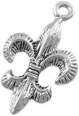 20 Fleur de Lis Charms Tibetan Silver Tone