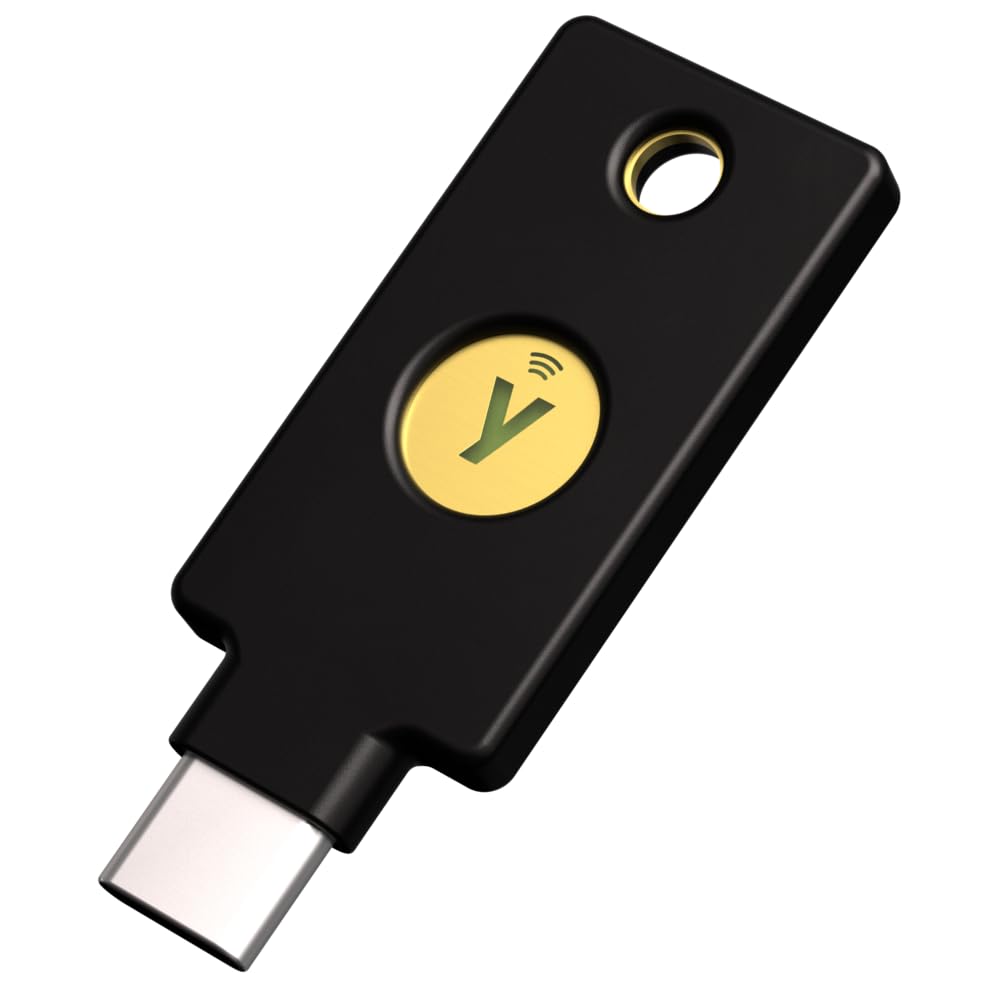 Yubico - YubiKey 5C NFC - Clave de seguridad y contraseña de autenticación multifactor (MFA), conexión mediante USB-C o NFC, certificación FIDO - Proteja sus cuentas en línea