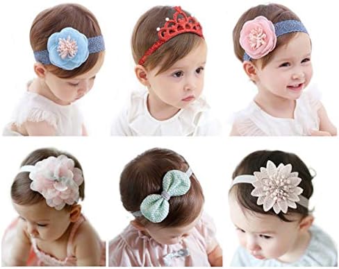 Qandsweat Baby Headbands with Hair Flower Accessories Little Girl's Hairband Mixed 6 Styles
