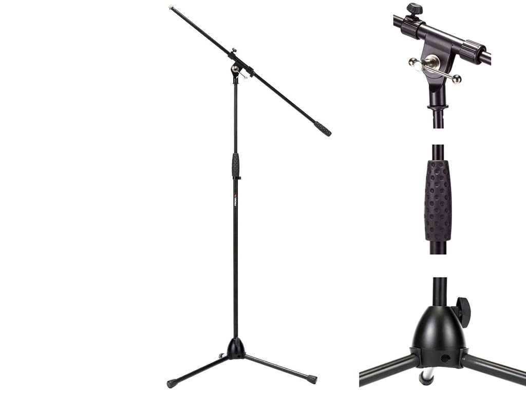Proel RSM195BK Professional Microphone Stand with Boom Arm, Black