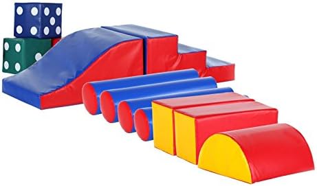 Implay® Soft Play Children's Ultimate Shapes Collection Play Kit Activity Toy - 610gsm PVC / High Density Foam - Multi-Coloured (Blue Dice/Blue Mats)