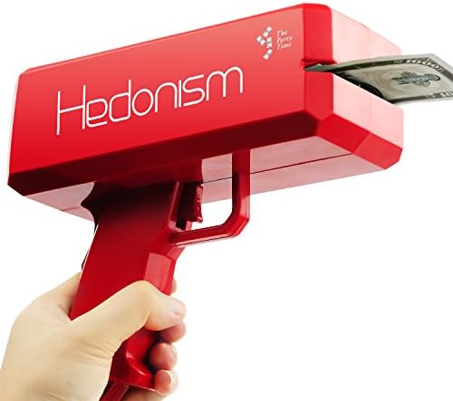 The cash money gun money gun make money rain with 100 bills play money For parties bars Play Fun Props Gifts Birthday/Pool/Pajama parties (Red)