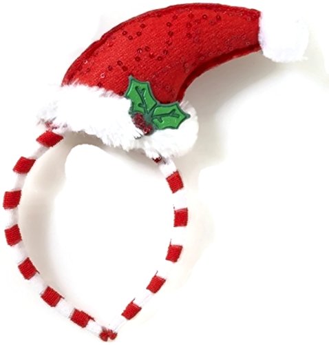 Santa Hat w/ Mistletoe on Headband