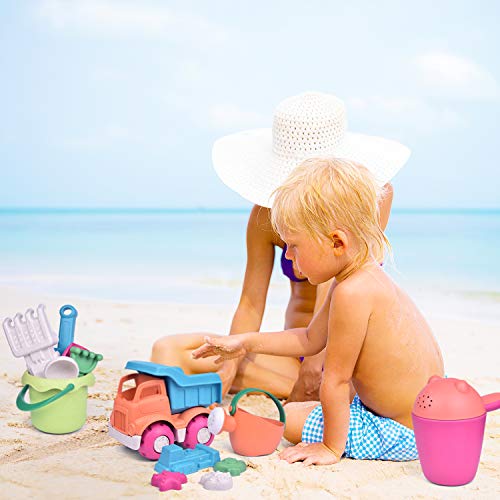image for FunLittleToy Kids Beach Sand Toy Set, Beach Bucket, Car, Watering Can,