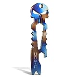 TI-EDC Titanium Keychain Multifunctional Tool as Pry Bar, Nail puller, Screwdriver, Beer Bottle Opener, Spanner, Wrench or Pocket Survival Tool (Blue)