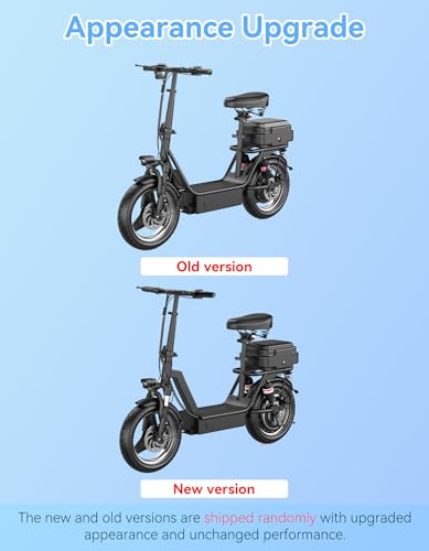 1400W Peak Motor Electric Scooter for Adults, 65 KM of Range Scooter with Seat, 48KM/H Top Speed, 48V Battery, Dual Suspension, Foldable E Scooter for Cargo, Commuting