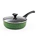 Cook N Home 3-Quart 9.5-Inch/24cm Nonstick Ceramic Coating Deep Saute Stir Fry Pan Wok with Lid, Green