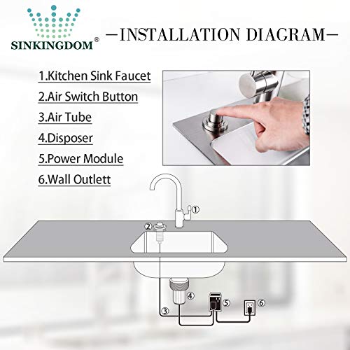 SINKINGDOM SinkTop Air Switch Kit (Long Full Brass Button) for Disposal