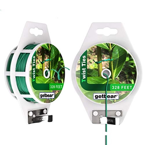 Garden Plant Twist Tie Reel, Reusable Plastic Ties, Multi-Use Sturdy Tree Tie Cable with Cutter for Gardening Plants Tree Flower，Home and Office Organization – 328 feet (2 Pack)