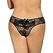 bandi das Women's Crotchless Lace T Back Open Crotch Thong Plus Size Black Panty