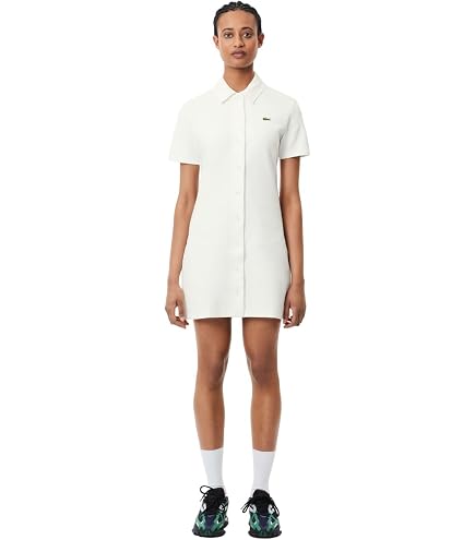 white lacoste dress Women's Draped T-Shirt Dress, White, 2 at Amazon Women's Clothing store Mini Homecoming Dress Long V-Neck Prom Dress Color:BLUE TOILE This long