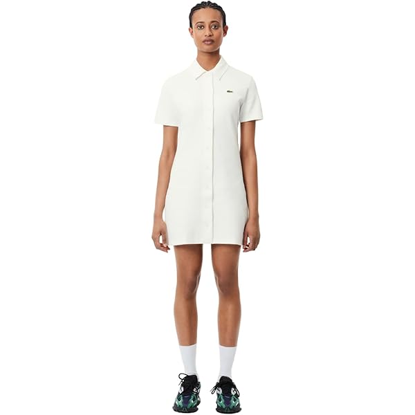 Lacoste Women's Draped T-Shirt Dress, White, 0 at Amazon Women's Clothing  store