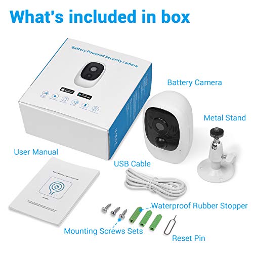 Wireless Outdoor Security Camera,Rechargeable Battery Powered WiFi Camera,1080P Home Security Camera with 2-Way Audio,Wi-Fi IP Camera with Motion Detection,Night Vision,Waterproof,Cloud/Micro SD Card