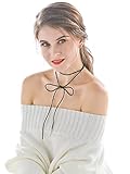 Bridalvenus Black Velvet Wrap Choker Necklace Long Adjustable Jewelry for Women and Girls on Wedding, Party and Evening