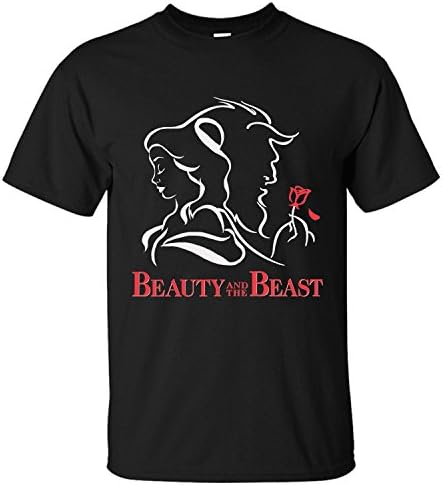 Jiuhe Men's Beauty And The Beast 4 Short Sleeve Cotton T Shirt black L