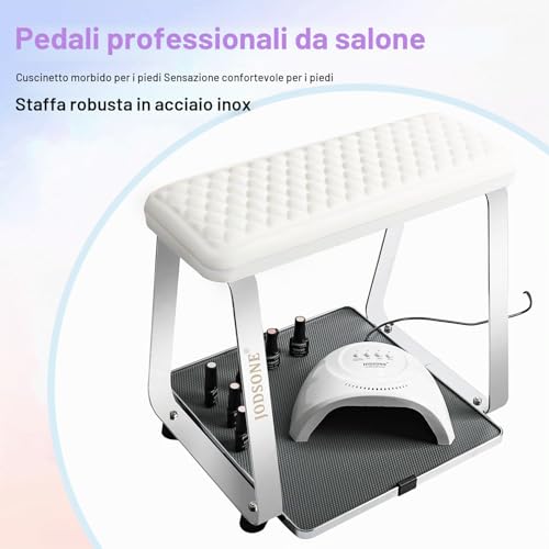 JODSONE Pedicure Foot Support with Soft Cushion, Stool, Nail Lifter, Removable Stainless Steel Pedicure Station, Home and Salon Use