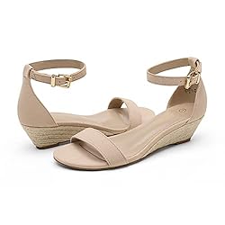 DREAM PAIRS Womens Ingrid Ankle Strap Low Wedge