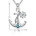 GDDX Anchor Pandent Necklace Sterling Silver Blue Ocean Heart With Rudder Ship Rope Polished Nautical Necklaces Jewelry Gift for Women 18''