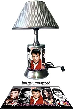JS Elvis Presley Lamp with chrome shade, collage