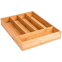 Royal Brands Bamboo Utensil Drawer Organizer Tray, Bamboo Cutlery Drawer Organizer Tray, (14.25" x 10.25" x 2")