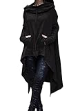 Shineya Women's Solid Color Pullover Hoodie Asymmetric Hem Sweatshirts Dress S-4XL Black 4X-Large