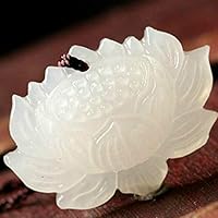 Jewelry Ethnic Flower Jade Stone Natural White Jade Lotus Hand-carved Pendant