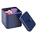 mDesign Small Metal Square Bathroom Apothecary Storage Organizer Canister Jars with Lid - Organization Holders for Vanity, Makeup Tables - Unity Collection - Navy Blue