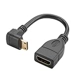 Mini HDMI to HDMI Cable, CableCreation 0.5ft 90 degree Downward Angle Mini-HDMI Male to HDMI Female adapter, 1080P Full HD, 3D for Camera, Camcorder, Graphics Card, Laptop,Tablet, HDTV,Projector,Black