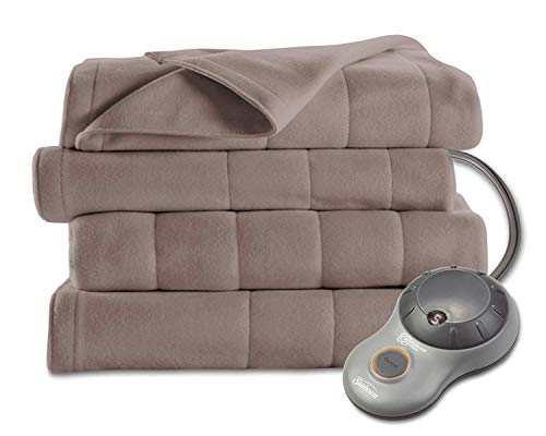 Sunbeam Quilted Fleece Electric Heated Blanket Full Size - Mushroom - Thumbnail 2