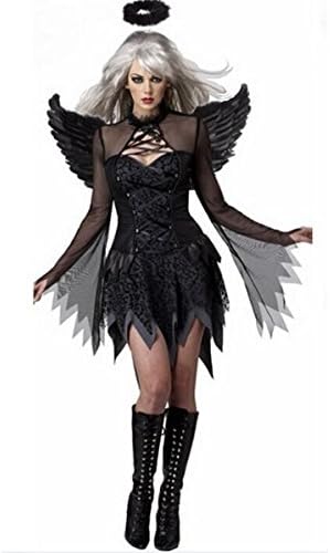 Amazon コスプレ Princess Marron ﾌﾟﾘﾝｾｽ ﾏﾛﾝ 堕天使 衣装 コスチューム ドレス悪魔 羽つき 堕天使 ブラック コスプレ 仮装 通販