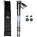 Himal Outdoors 2 PCS Adjustable Travel Hiking Walking Stick Trekking Pole with EVA Foam Handle,Quick Adjust Flip-lock - Cork Grip, Padded Strap (Blue-Silver)