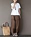 Aeneontrue Women's Patchwork Wide Leg Pants Trousers with Big Pockets (Large, Style1_Brown)