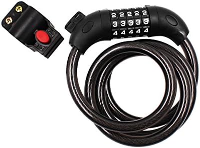 VANSU Bike Lock Cable 5 Digit Self Coiling Resettable Combination Cable Bike Locks with Complimentary Mounting Bracket for Outdoor Mountain Bicycle Security Lock 4-Feet Bicycle Cable Lock