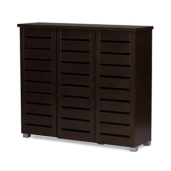 Wholesale Interiors Baxton Studio Adalwin Modern and Contemporary 3-Door Dark Brown Wooden Entryway Shoes Storage Cabinet - Image 6