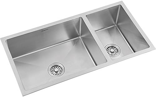 ANUPAM Stainless Steel Kitchen Sink Double Square Bowl 304 Grade, Satin/Matt Finish (860 x 440 x 225 mm/34 x 17.5 x 9 inch, Silver)