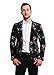 MOGU Mens 1 Button Floral Cotton Blazer Sport Coat Jacket US Size 38 Black