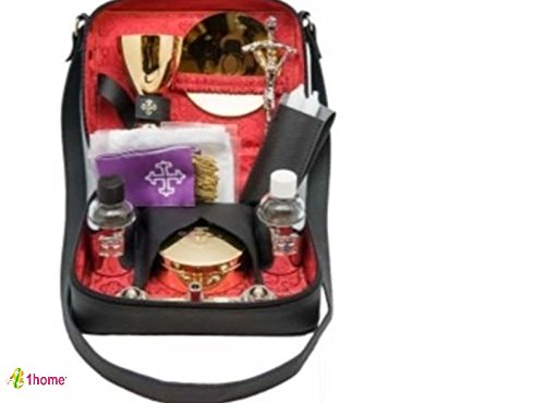 Mass Kit Includes: Chalice, Paten, Pyx, Crucifix, 2 Glass Bottles, 2 Candles, Stole, Linens Zippered Carrying Case by 1home