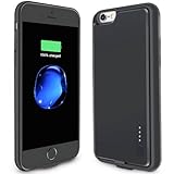 iPhone 6 Plus/ 6s Plus Silicone Battery Case, Ultra Slim NOHON 2800mAh Portable Extended Backup Smart Phone Charging Case/ Charger Cover for Apple iPhone 6 Plus/ 6s Plus (Black)