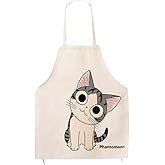 Phantomon Women's Cute Japanese Cartoon Chef Apron - White, Adult Size, Cooking & Baking Apron