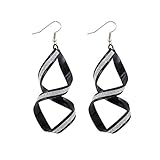 DDLBiz 1Pair Women Fashion Design Alloy Matte Dangle Earings Eardrop Jewelry (Black)