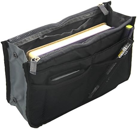 ColorMixs Designer Purse Organizer Insert Handbag Organizer Insert 13 Compartments (Black)