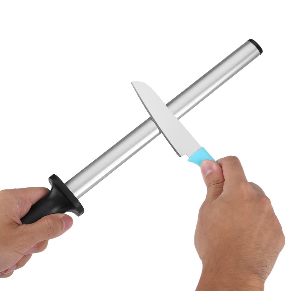 Diamond Sharpening Steel, 10 Inch Professional Extra Fine Oval Knife Sharpener Steel Rod Kitchen Diamond Coated Honing Steel for Chefs Honing Butcher Knives