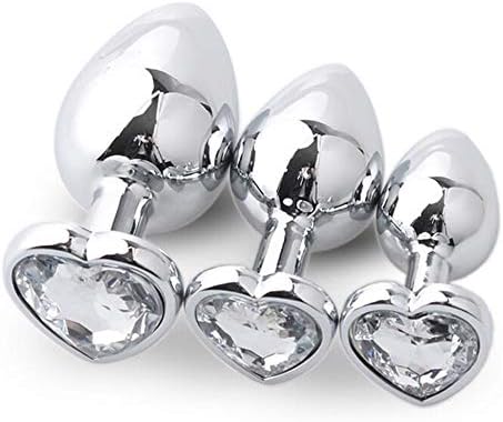 Luxury Heart Shaped Jeweled Design Stainless Steel B-ütt an-âl Pl-ùg T-ö-ys