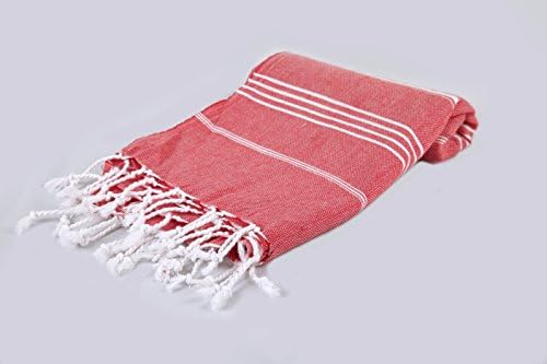 My Hammam 100% Cotton Pestemal Turkish Bath Towel, 37" x 70" (Red)