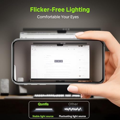 Quntis Monitor Light Bar, 50cm Computer Monitor Lamp 3 Color Temperature Brightness Stepless Adjustment Touch Control Screen Light with Timer Space Saving Eye Care e-Reading USB Lamp for Home Office
