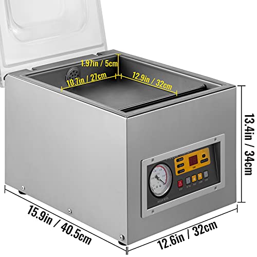 VEVOR DZ-260S Vakuumierer Vakuumiergerät 120W Vakuummaschine 3m³ pro Stunde Folienschweißgerät Kammer Rostfreier Stahl – Bild 3