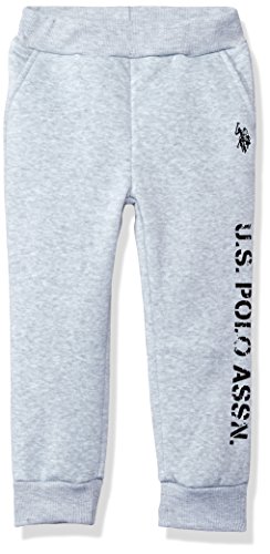 U.S. Polo Assn. Boys' Little Fleece Pull on Pant, Light Heather Gray, 5/6